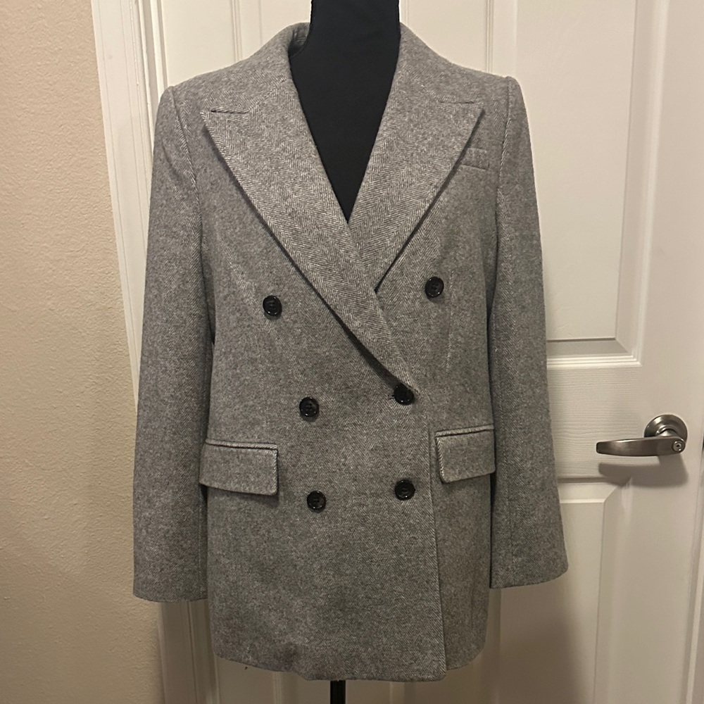 Banana Republic Gray Double-Breasted Blazer